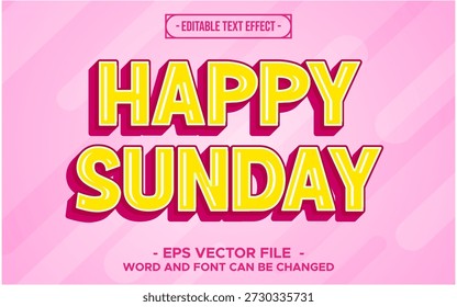 Happy Sunday Editable Text Effect in Bold Yellow Font with Pink Background