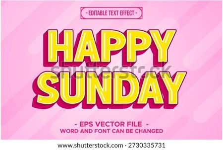Happy Sunday Editable Text Effect in Bold Yellow Font with Pink Background