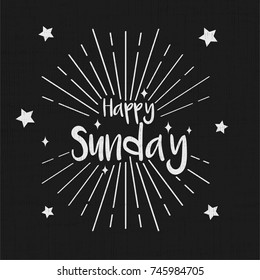 happy sunday greeting card with retro vintage black background 