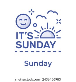 Happy sunday icon design in trendy style, editable vector