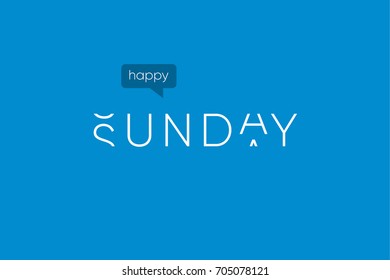 Happy sunday logo with capitals letters in movement. Editable vector design.