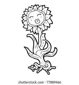 happy sunflower cartoon