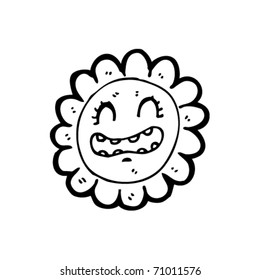 happy sunflower face cartoon