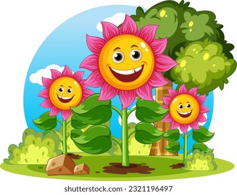 Happy Sonnenblume mit Lächelnder Gesichtsgrafik