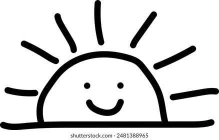 Happy Sunrise Doodle Vektorillustration