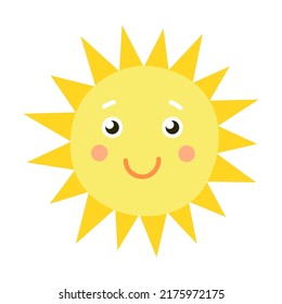 Happy sunshine emodji. Sun flat icon. Isolated vector illustration. Emoticons and summer