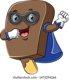 Happy super hero ice cream chocolate cartoon
