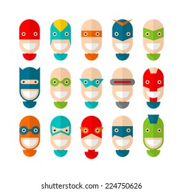 Happy superhero character, flat design, vector illustration