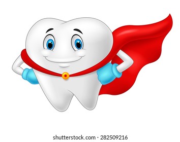 Happy superhero healthy tooth 