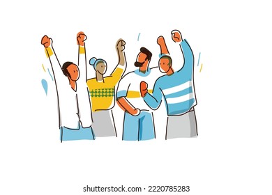 Happy Supporting Team Vector Illustration