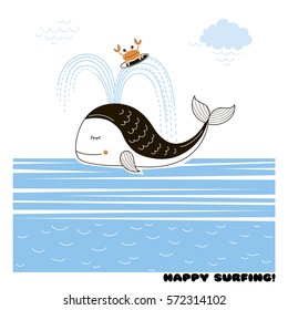 happy surfing, doodle kid design