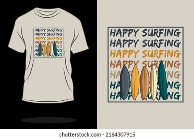 happy surfing retro t shirt design