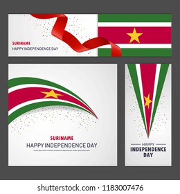 Happy Suriname independence day Banner and Background Set