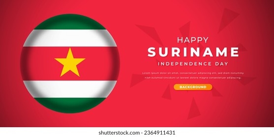 Happy Suriname Independence Day Design Paper Cut Shapes Background Illustration for Poster, Banner, Advertising, Greeting Card