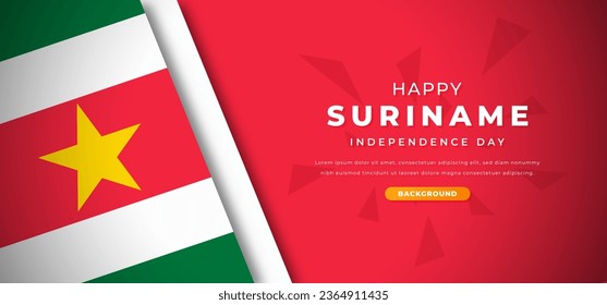 Feliz Día de la Independencia de Surinam Documento de diseño para cortar formas Ilustración de fondo para afiches, pancartas, publicidad, tarjeta de saludo