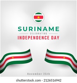 Happy Suriname Independence Day November 25th Celebration Vector Design Illustration. Template for Poster, Banner, Advertising, Greeting Card or Print Design Element