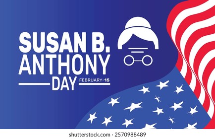 Happy Susan B. Anthony Day wallpaper and background template. Perfect for banners, cards, posters, social media. Vector design with text inscription and classic color for a professional look