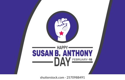 Happy Susan B. Anthony Day wallpaper and background template. Perfect for banners, cards, posters, social media. Vector design with text inscription and classic color for a professional look