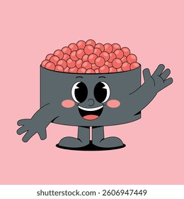 Happy sushi cartoon mascot illustration
