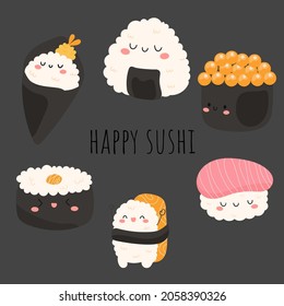Happy sushi flat design element