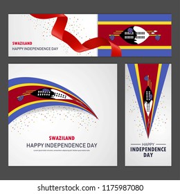 Happy Swaziland independence day Banner and Background Set