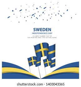 Happy Sweden Independence Day Celebration Poster Template Design Illustration