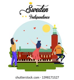 Happy Sweden independence Day Vector Template Design Illustration