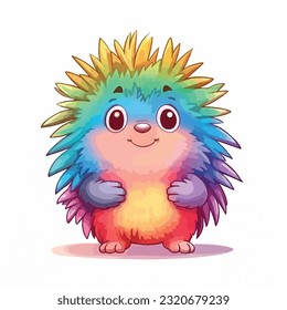 happy sweet porcupine posing vibrant colorful kids cartoon