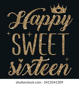 Happy sweet sixteen, Designs Bundle, Streetwear T-shirt Designs Artwork Set, Graffiti Vector Collection for Apparel and Clothing Print.