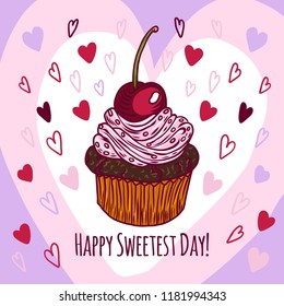 Happy sweetest day concept background. Hand drawn illustration of happy sweetest day vector concept background for web design