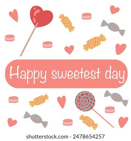 Happy sweetest day USA flat design set