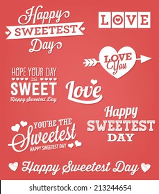 Happy Sweetest Day Vector Set | Love, You're the Sweetest, Love You, Hope Your Day is Sweet