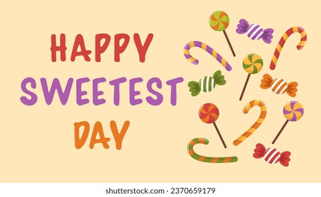 Happy Sweetest day Vector Typography greeting card, poster design with candy. American holiday 19 of October.