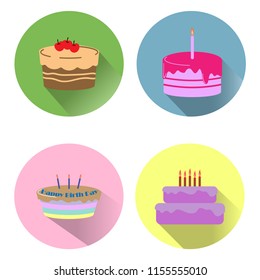 Happy and sweety Celebration Cake flat icon