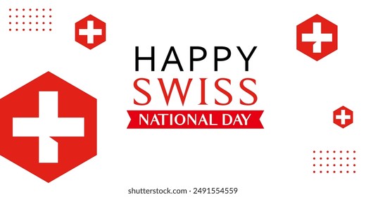 Happy swiss national day 1 august 2024 vector background