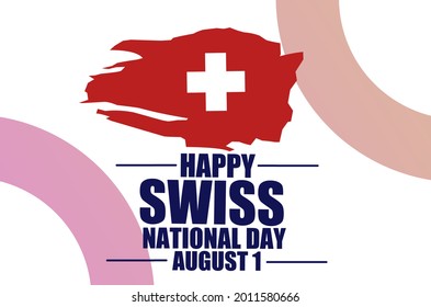 Happy Swiss national day August 1 Vector illustration, suitable for web banner or printing campaign