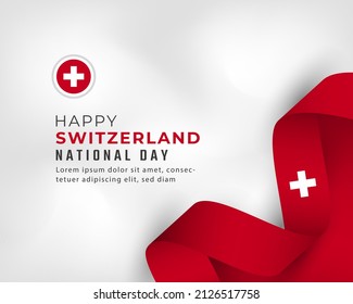 Happy Switzerland National Day August 1st Celebration Vector Design Illustration. Template for Poster, Banner, Advertising, Greeting Card or Print Design Element
