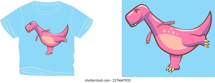 El color de fondo del diseño de la camiseta HAPPY T-REX es azul y el color de la camiseta es un color azul hermoso y hermoso diseño