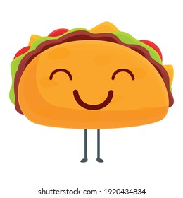 Happy taco icon. Cartoon of happy taco vector icon for web design isolated on white background