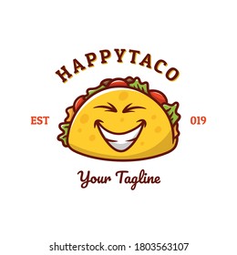 Happy Taco Logo Design. flat and modern