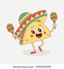 Happy Taco in Sombrero Playing Maracas