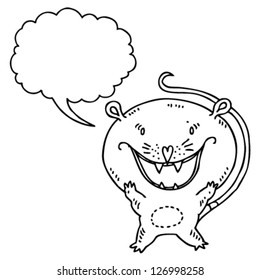 Happy talking cartoon rat.
