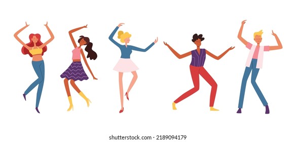 Happy tall people dancing vector