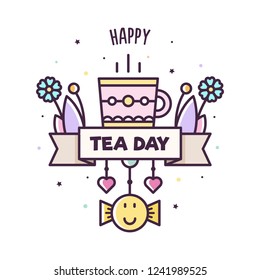 Happy Tea Day. Vector illustration of mug.