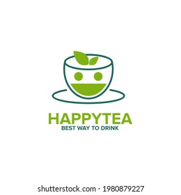 Happy tea logo design vector template