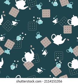 Happy Tea Party und Crackers Vector Graphic Seamless Muster können für Hintergrund und Bekleidung Design verwendet werden