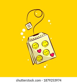 happy teabags cartoon illustration Premium Vector