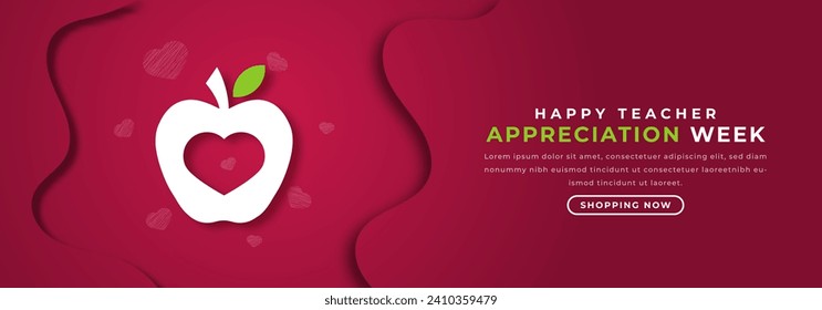 Happy Teacher Appreciation Week Paper cut style Vector Design Illustration for Background, Poster, Banner, Advertising, Greeting Card