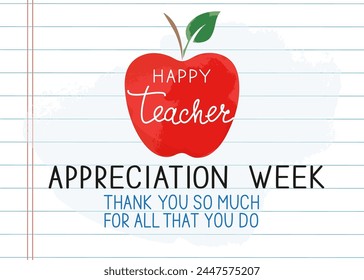 Happy Teacher Appreciation Week school banner. Thank you so much for all that you do.