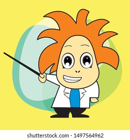 happy teacher cartoon character vector, instructing kids